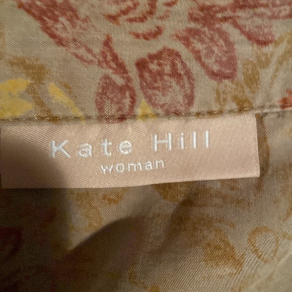 Kate Hill Tan Floral Buttoned Down Shirt Size 2X - Picture 6 of 6